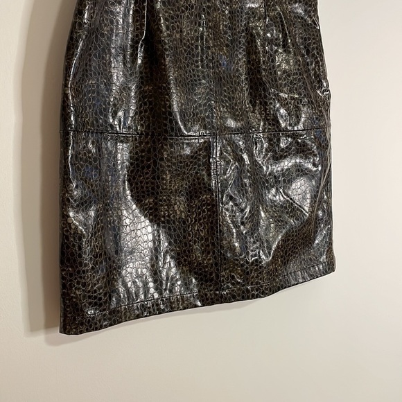 NWT Edgy Reptile Skirt Chicos Design Croc Retro Brown 12 90s Y2K Mini Faux - Picture 3 of 13